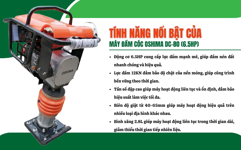 Tính năng vượt trội của máy đầm cóc Oshima DC-80