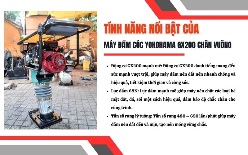 Tính năng nổi bật của máy đầm cóc Honda Thái chân vuông