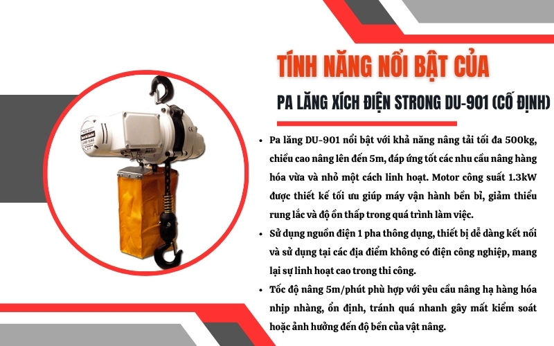 Tính năng nổi bật của Pa lăng xích điện STRONG DU-901