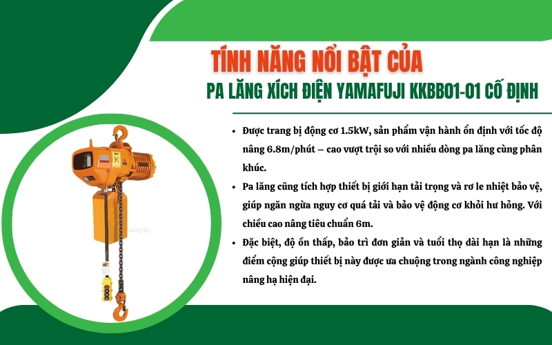 Tính năng nổi bật của Pa lăng xích điện Yamafuji KKBB01-01