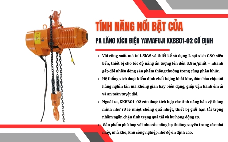 Tính năng nổi bật của Pa lăng xích điện Yamafuji KKBB01-02