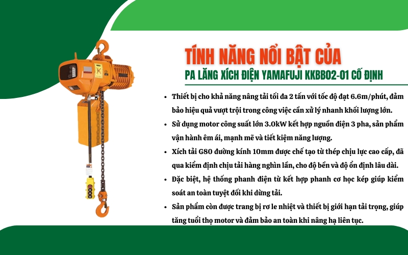 Tính năng nổi bật của Pa lăng xích điện Yamafuji KKBB02-01