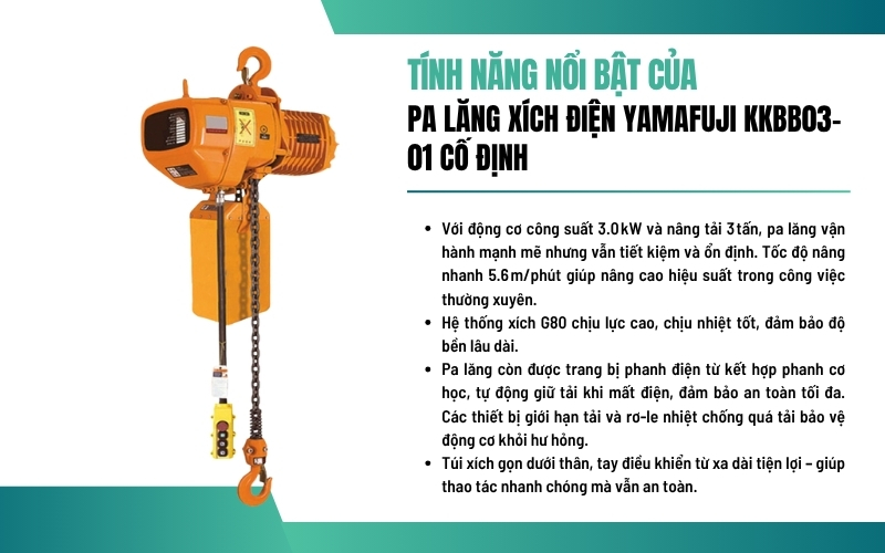 Tính năng nổi bật của Pa lăng xích điện Yamafuji KKBB03-01