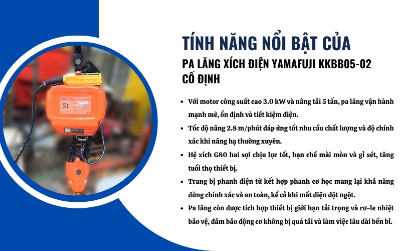 Tính năng nổi bật của Pa lăng xích điện Yamafuji KKBB05-02