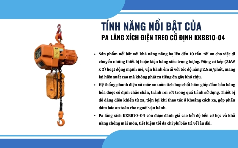 Tính năng nổi bật của Pa lăng xích điện KKBB10-04