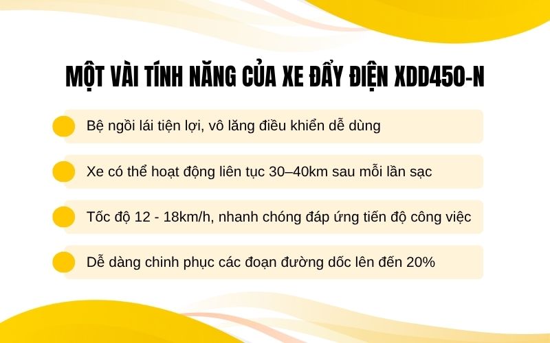 Một vài tính năng của xe đẩy điện XDD450-N