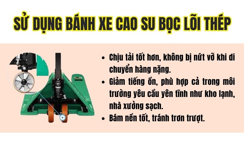 sử dụng bánh xe cao su bọc lõi thép