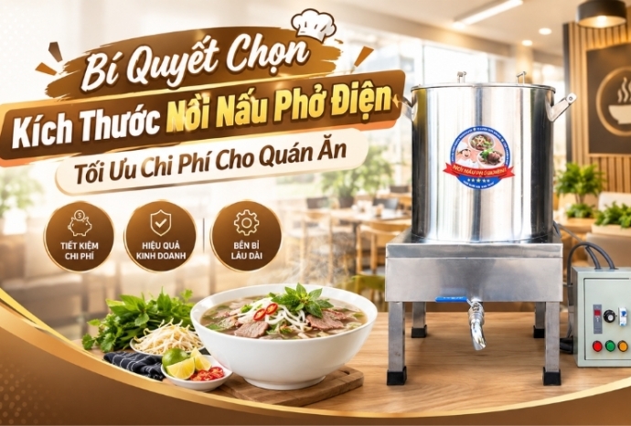 Bí Quyết Chọn Kích Thước Nồi Nấu Phở Điện Tối Ưu Chi Phí Cho Quán Ăn​